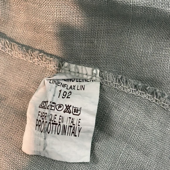 Ornella Paris Italian Flax Linen Hi low Hem Green Women’s Open Jacket Top Sz XL - Picture 10 of 10